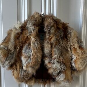 Marciano Fox Fur Coat. Marciano Real Fox Fur Cropped Bolero Jacket 3/4 Sleeve.